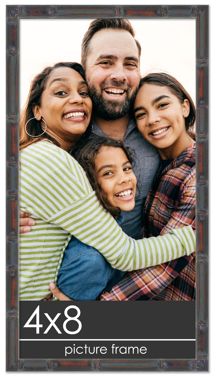 4x8 Thin Bamboo Picture Frame with UV-Resistant Acrylic & Acid Free Backing, Available in 2 Finishes - Gold and Brown